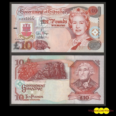 1995 Government of Gibraltar £10 Note (AA293860)